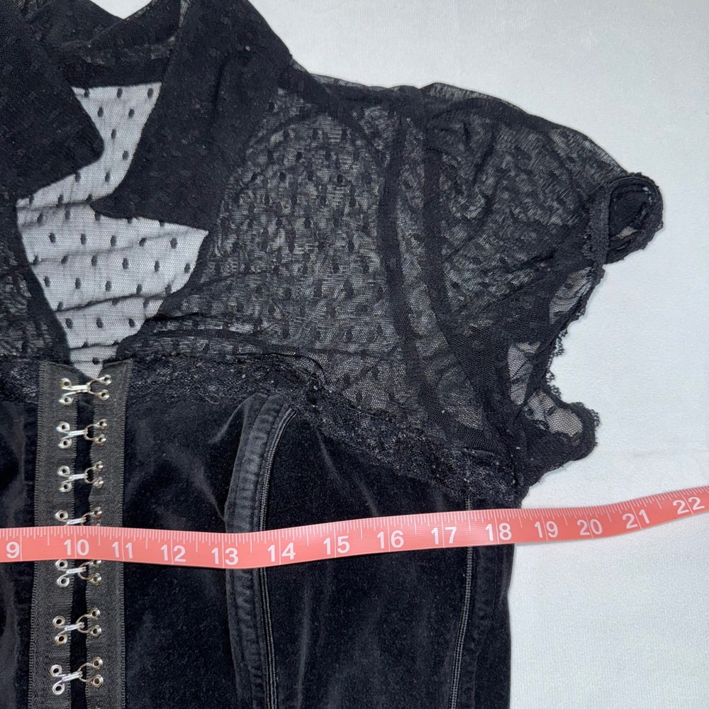 Tripp NYC Velvet Lace Corset Top, Vintage Button Up Gothcore Blouse Plus 2X - Picture 5 of 7